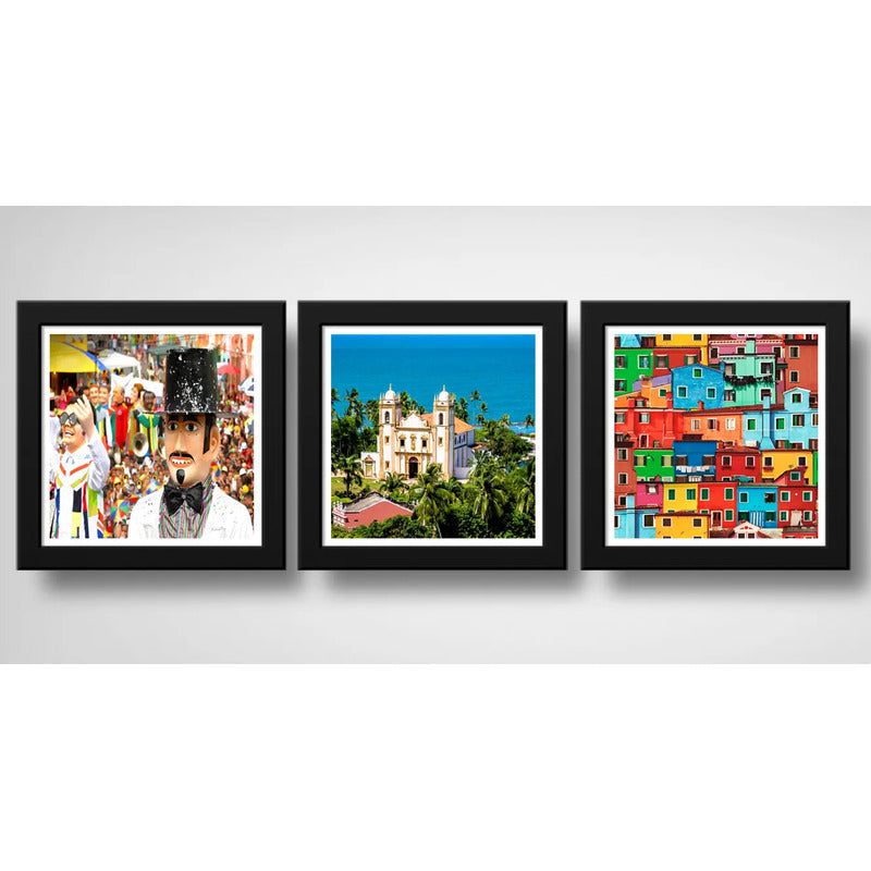 Set 3 Cuadros Olinda Pernambuco Recife Brasil Carnaval Arte