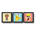 Set 3 Cuadros Naruto Pikachu Luffy Pop Art Pokemon One Piece