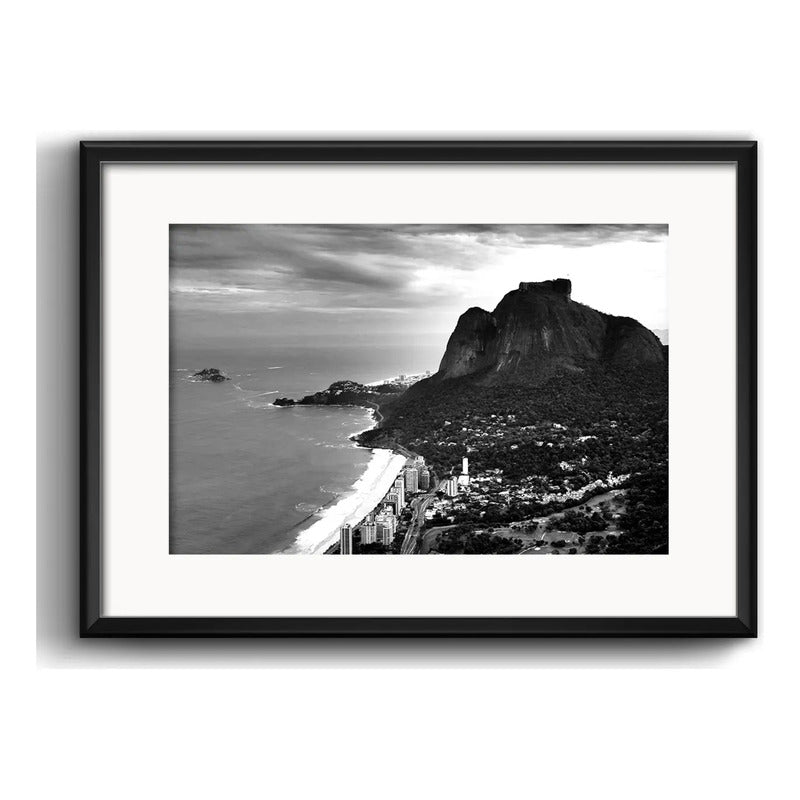 Cuadro Rio De Janeiro Fotos Blanco Negro Brs9 Con Paspartú Piedra Da Gávea Con Marco Negro