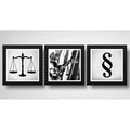 Set 3 Cuadros Abogado Diosa Justicia Juez Estudio Oficina B2