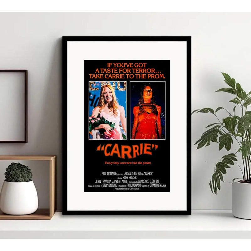 Cuadro Carrie Pelicula Terror Cinema Arte Con Paspartú Marco Negro