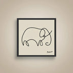Cuadro Para Living Cocina Estudio Decoracion Moderna Nude Pablo Picasso Elefante Color Beige Con Marco Negro