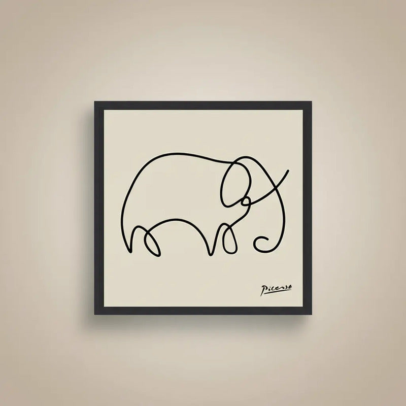 Cuadro Para Living Cocina Estudio Decoracion Moderna Nude Pablo Picasso Elefante Color Beige Con Marco Negro