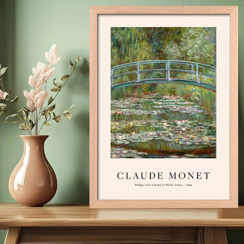 Cuadro Dormitorio Living Monet Los Nenúfares Marco Oak Marco Marrón Claro