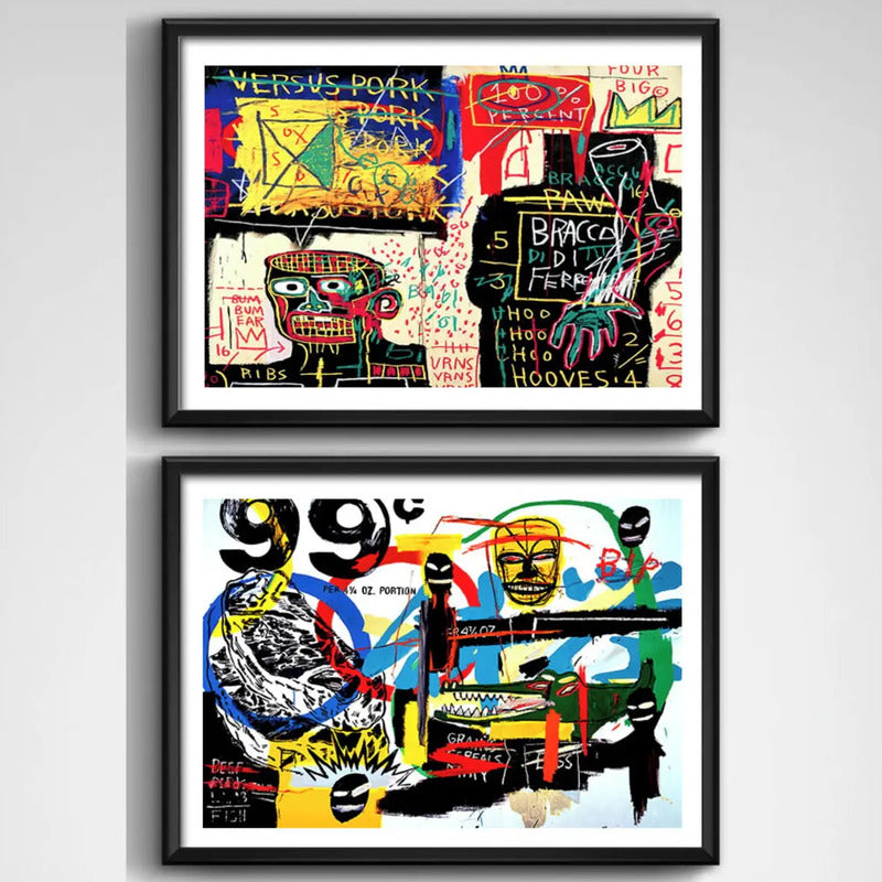 Set 2 Cuadros Basquiat Arte Urbano Graffiti Decoración Hogar