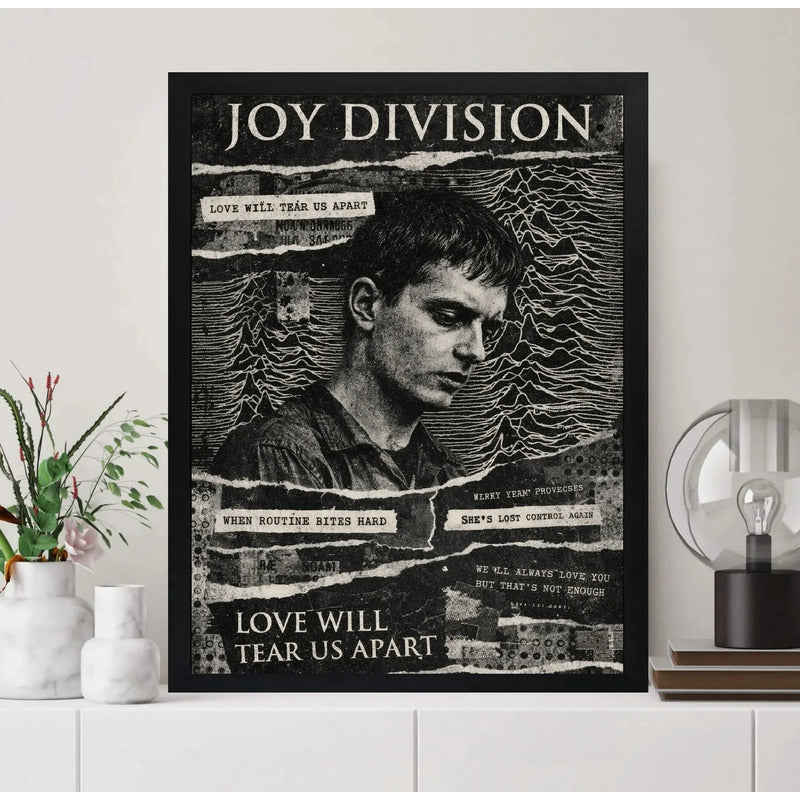 Cuadro Joy Division Ian Curtis Arte Rock Post Punk Vintage Marco Negro