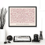 Cuadro Dormitorio Living William Morris Sauce Rosa Plantas Marco Negro