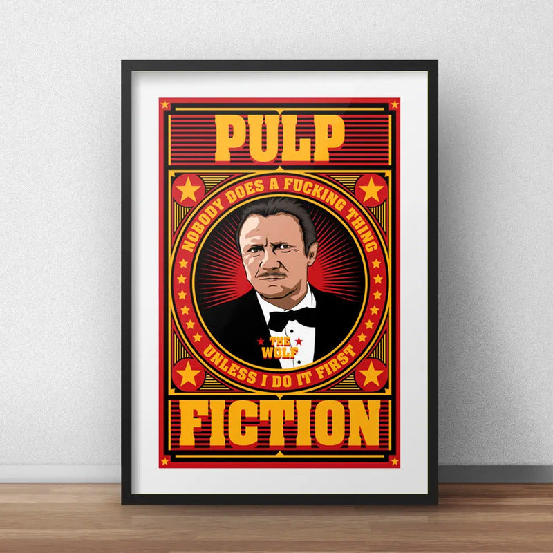 Cuadro Pulp Fiction Pelicula Wolf Frase Decoracion Paspartú Marco Negro