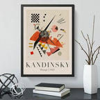 Cuadro Dormitorio Living Kandinsky Abstracto Tonos Beige Marco Negro