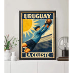 Cuadro La Celeste Seleccion Uruguay Fútbol Retro Deporte Marco Negro