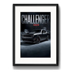 Cuadro Dodge Challenger Srt8 Auto 53x43cm Con Paspartú Marco Negro