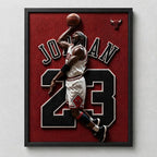 Cuadro Michael Jordan Basket Deportes Jersey 23 Efecto 3d Marco Negro