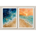 Set 2 Cuadros Living Dormitorio Paisajes De Playa Surf Brs1 Marco Blanco