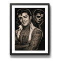 Cuadro Elvis Presley Rock Tattoo Tatuaje Arte Retro Vintage Marco Negro