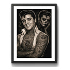 Cuadro Elvis Presley Rock Tattoo Tatuaje Arte Retro Vintage Marco Negro