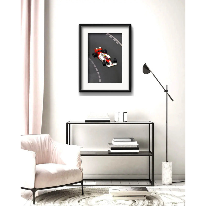Cuadro Ayrton Senna Mclaren Formula 1 53x43cm Con Paspartu Marco Negro