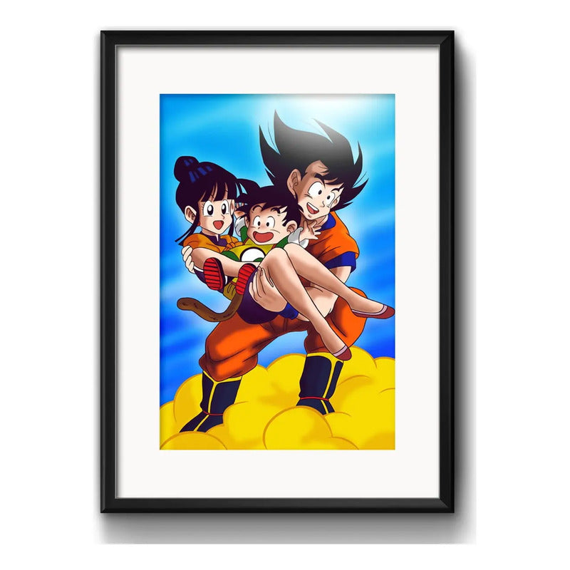 Cuadro Dragon Ball Z Goku Anime Mangá Arte Con Paspartú Marco Negro