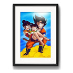 Cuadro Dragon Ball Z Goku Anime Mangá Arte Con Paspartú Marco Negro
