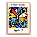 Cuadro Romero Britto Pop Art La Mariposa Butterfly Marco Oak Marco Marrón Claro