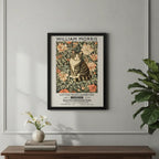 Cuadro Living Dormitorio Gato Flores William Morris Botanico Marco Negro