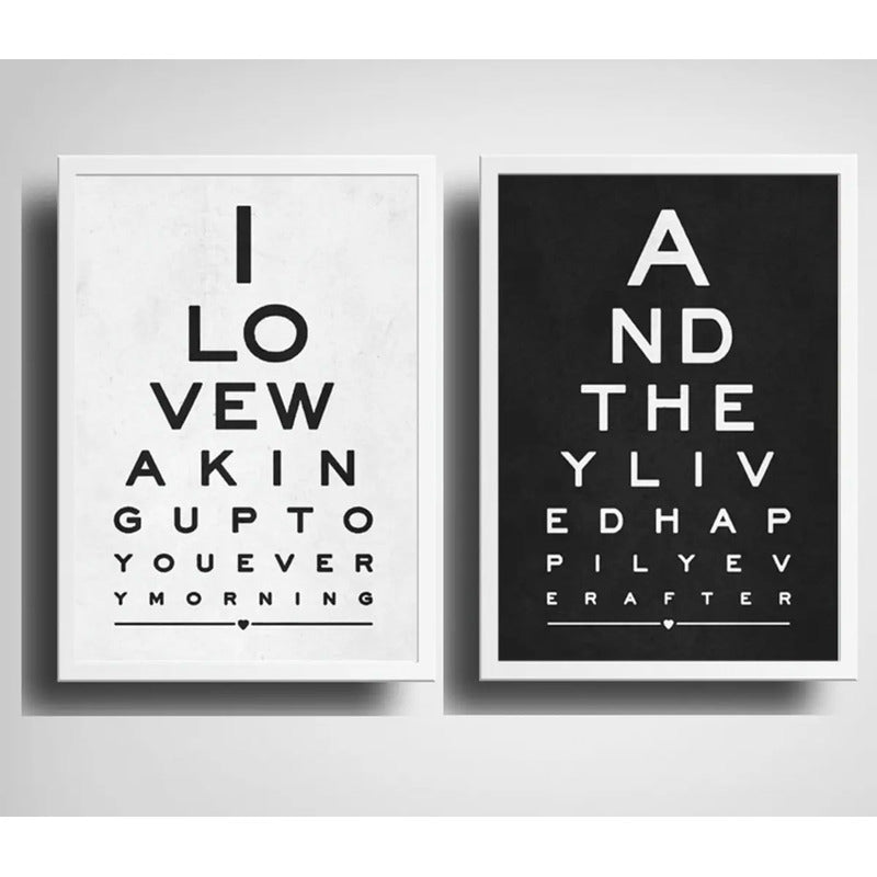 Set 2 Cuadros Test Visual Frase Amor Love Regalo Decoracion
