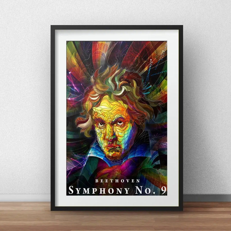 Cuadro Beethoven Sinfonía 9 Música Clasica Con Paspartú Marco Negro