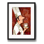 Cuadro Chef Cocina Gourmet Cafe Decoracion Con Paspartú Marco Negro