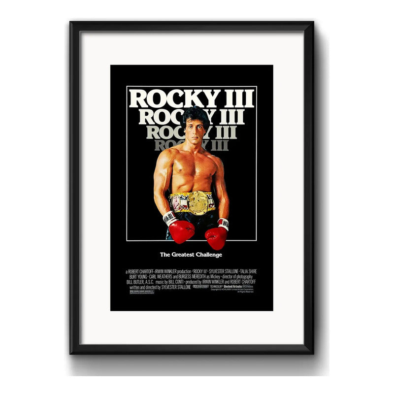 Cuadro Rocky 3 Balboa Stallone Boxe Gym Decoracion Paspartú Marco Negro