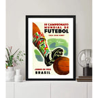 Cuadro Copa Del Mundo Futbol 1950 Brasil Campeonato Retro Marco Negro