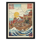 Cuadro Luffy Mesa Comida One Piece Anime Ola Japón Cocina Marco Negro