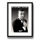 Cuadro James Bond 007 Pelicula Retro Blanco Y Negro Paspartú Marco Negro