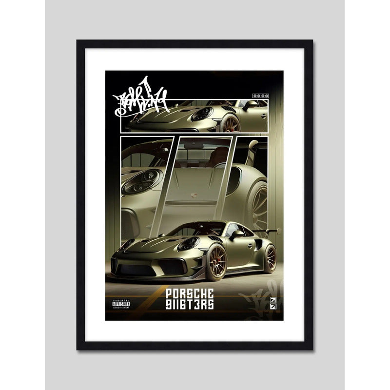Cuadro 911 Gt3 Rs Auto Modelo Coche Deportivo Art Decoracion Marco Negro