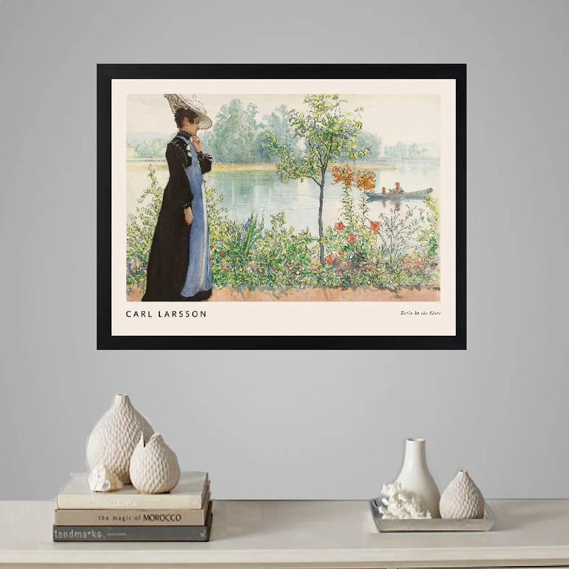 Cuadro Dormitorio Living Carl Larsson Karin Orilla Barco Art Marco Negro