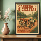 Cuadro Parque Batlle Carrera De Bicicletas Montevideo Retro Marco Negro