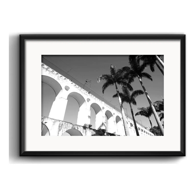Cuadro Rio De Janeiro Fotos Blanco Negro Brs6 Con Paspartú Arcos Da Lapa Con Marco Negro