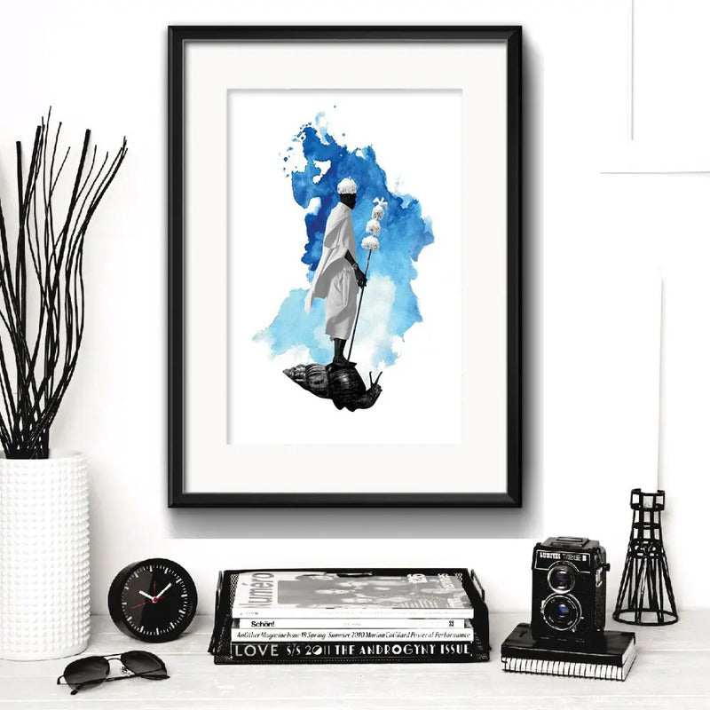 Cuadro Oxala Orixa Umbanda Arte Bs2 Decoracion Con Paspartú Marco Negro