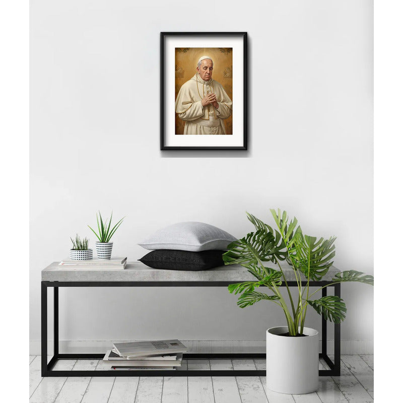 Cuadro Papa Francisco Vaticano Iglesia Jesus Con Paspartú Marco Negro