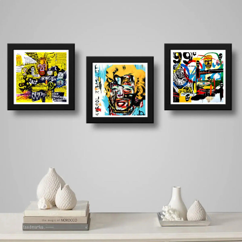 Set 3 Cuadros Basquiat Arte Urbano Monroe Decoración Hogar