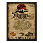 Cuadro Jurassic Park Mapa Isla Nublar Dinosaurio B4 Pelicula Marco Negro