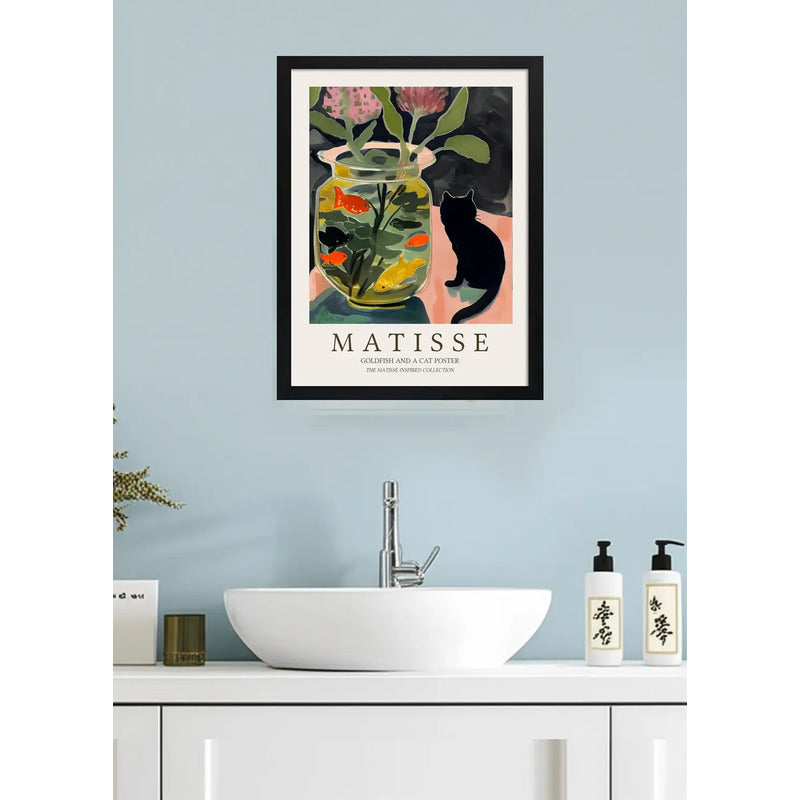 Cuadro Dormitorio Living Matisse Gato Pez Dorado Exposicion Marco Negro
