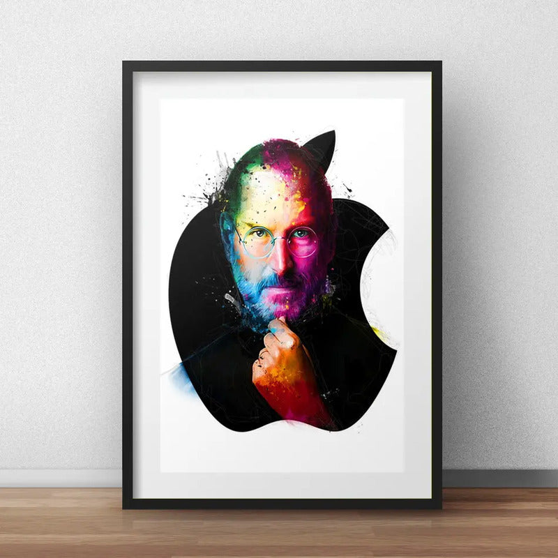 Cuadro Steve Jobs Colors Apple Decoracion Con Paspartú Marco Negro
