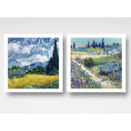 Set 2 Cuadros Living Dormitorio Van Gogh Obras Brs2 33x33cm Marco Blanco