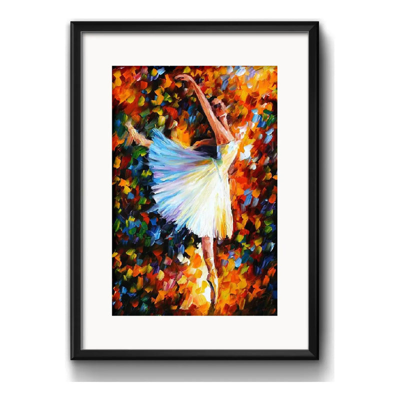 Cuadro Bailarína Pop Art Ballet Brs3 Decoracion Con Paspartú Marco Negro