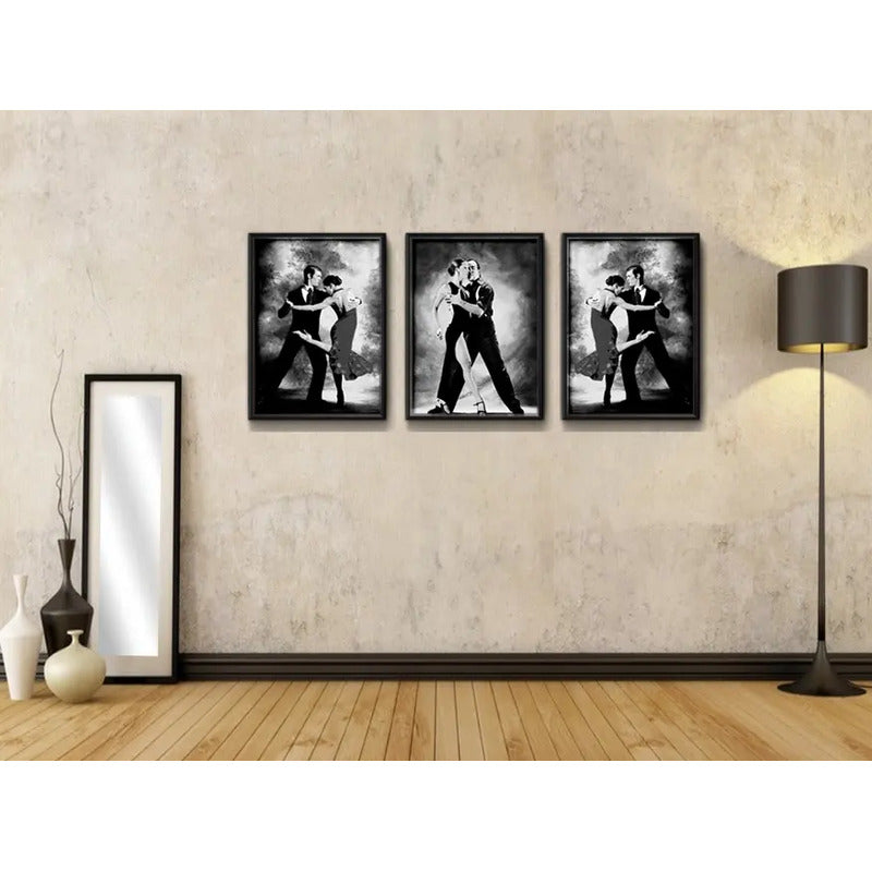 Set 3 Cuadros Tango Danza En Blanco Y Negro Decoracion