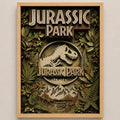 Cuadro Jurassic Park Efecto 3d Dinosaurio Pelicula Cinema Marco Marrón Claro