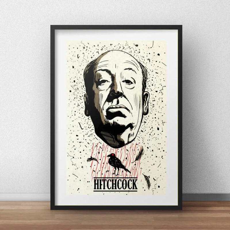 Cuadro Alfred Hitchcock Director Peliculas Cine Con Paspartú Marco Negro