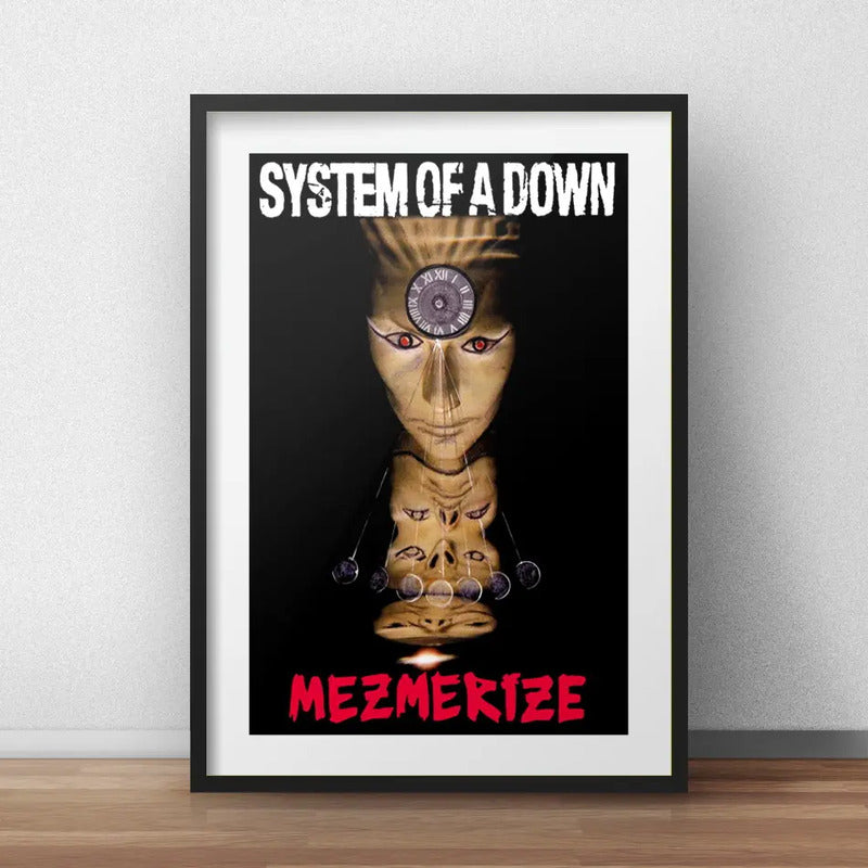 Cuadro System Of A Down Metal Rock Decoracion Con Paspartú Marco Negro