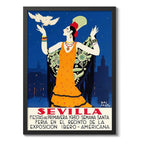 Cuadro Ciudades Vintage Retro Espana Francia Brasil China Sevilla Espana Vintage 2 Marco Negro