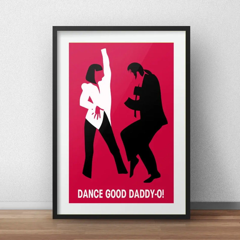 Cuadro Pulp Fiction Danza Minimalista Tarantino Con Paspartú Marco Negro