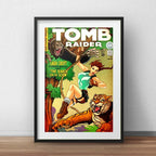 Cuadro Tomb Raider Comics Game Decoracion Con Paspartú Marco Negro